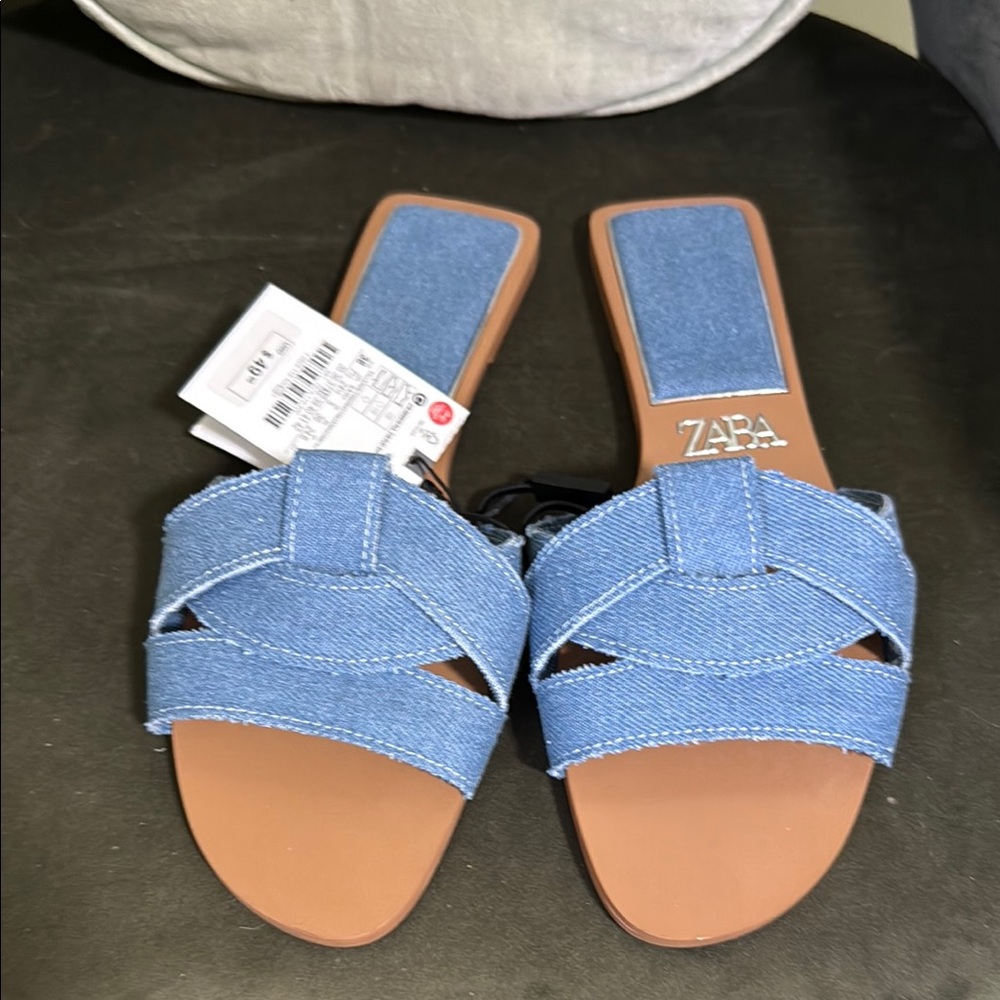 Zara Blue Sandals Casual Slip-On